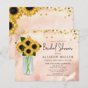 Budget Rustic Sunflowers Bridal Shower Invitation