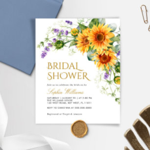 Budget Rustic Sunflowers Bridal Shower Invitation