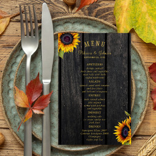 Budget rustic sunflowers chic wedding menu