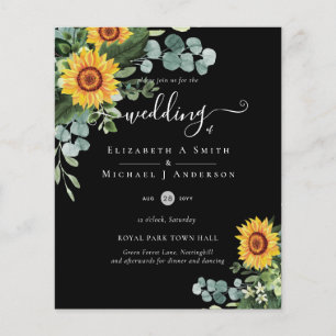 BUDGET Rustic Sunflowers Eucalyptus Leaves Wedding Flyer