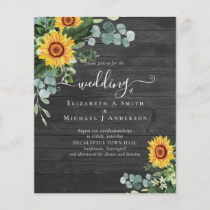 BUDGET Rustic Sunflowers Eucalyptus Leaves Wedding Flyer