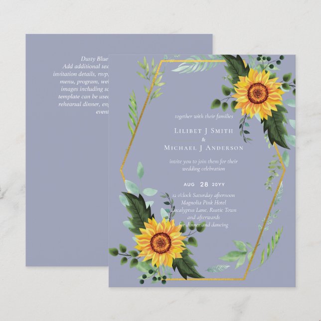 BUDGET Rustic Sunflowers Greenery Leaves Wedding  (Front/Back)