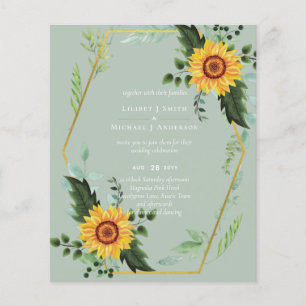 BUDGET Rustic Sunflowers Greenery Leaves Wedding  Flyer
