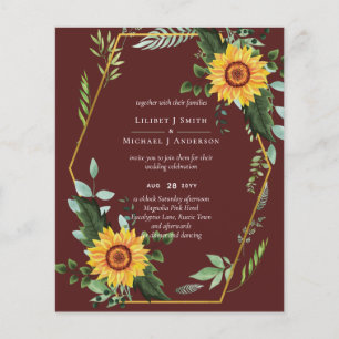 BUDGET Rustic Sunflowers Greenery Leaves Wedding Flyer