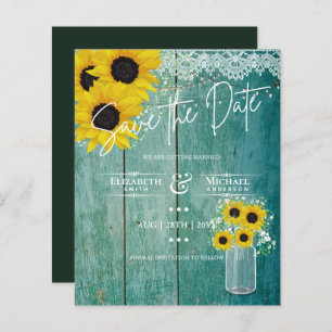 Budget Rustic Sunflowers Lace Mason Jar Wedding