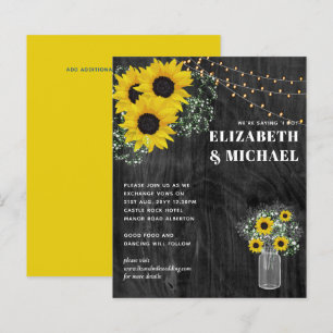 BUDGET Rustic Sunflowers Lights Wedding Invite