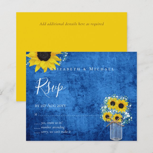 BUDGET Rustic Sunflowers RSVP Wedding (Front/Back)