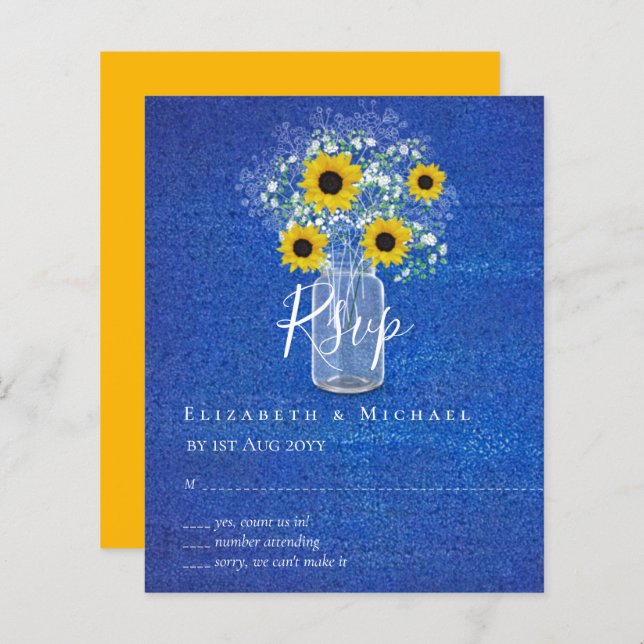 BUDGET Rustic Sunflowers RSVP Wedding (Front/Back)