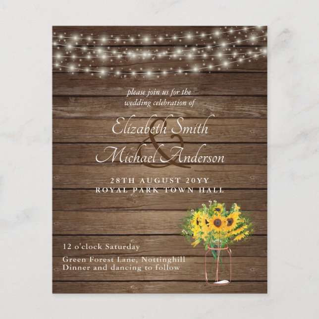 Budget Rustic Sunflowers Southern Wedding (Front)