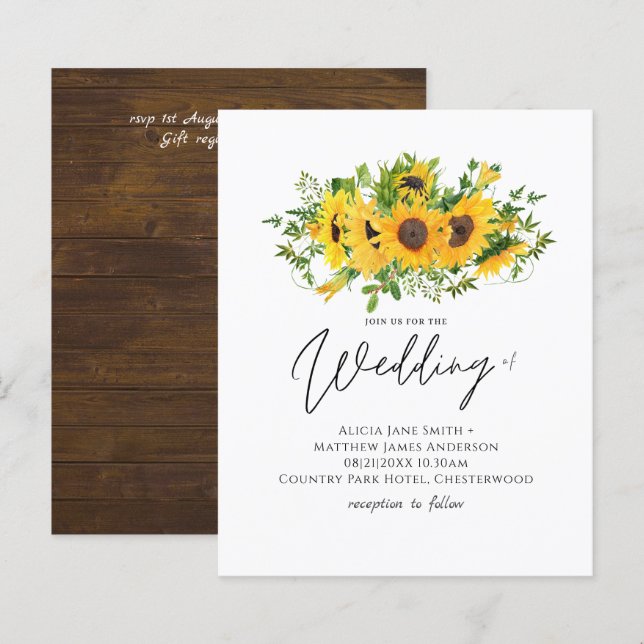 Budget Rustic Sunflowers Southern Wedding (Front/Back)