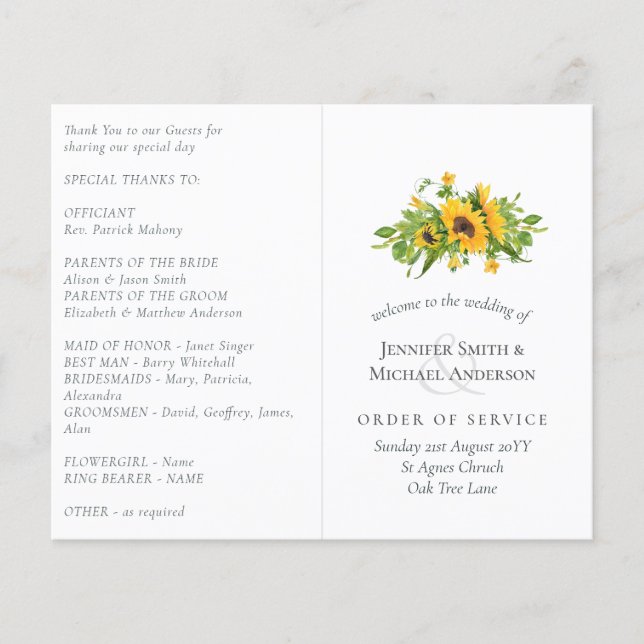 Budget Rustic Sunflowers Southern Wedding (Front)
