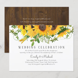 Budget Rustic Sunflowers Southern Wedding Invitation