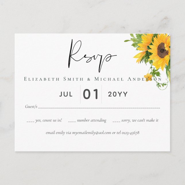 Budget Rustic Sunflowers Southern Wedding Postcard (Front)