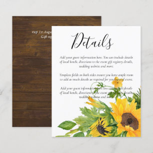 BUDGET Rustic Sunflowers Wedding Details Enclosure