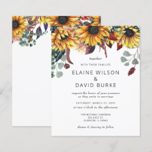 Budget Rustic Sunflowers Wedding Invitation
