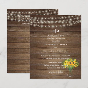BUDGET Rustic Sunflowers Woodland Wedding Invite