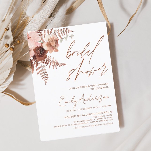 Budget Rustic Terracotta Floral Boho Bridal Shower Flyer (Creator Uploaded)
