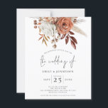 Budget Rustic Terracotta Florals QR Wedding Invite<br><div class="desc">Budget Rustic Terracotta Florals QR Wedding Invitation. A budget priced smaller semi gloss invitation. There is ONE per sheet. Add your QR code to your wedding website on the back so your guests can RSVP and see all the details online without the need for separate enclosures. An informal set typography...</div>