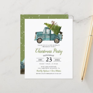 Budget Rustic Watercolor Blue Truck Christmas