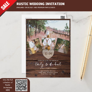 Budget Rustic Wedding Invites Photo Collage Modern Postcard