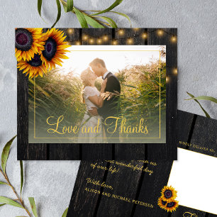 Budget rustic wedding thank you postcard