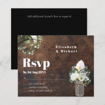 Budget Rustic White Calla Lily Wedding RSVP