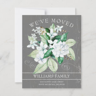 Budget Rustic White Magnolia Floral Moving Card