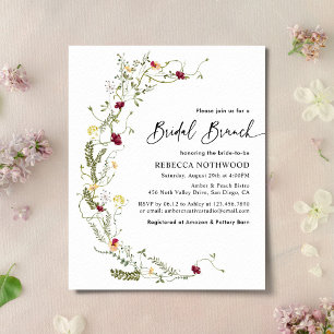 Budget Rustic Wildflowers Bridal Brunch Invitation