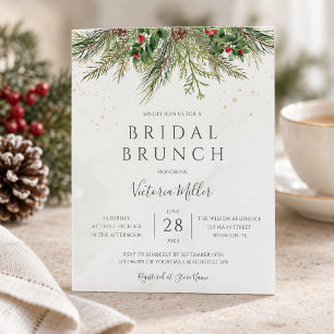Budget Rustic Winter Greenery Bridal Brunch Invite
