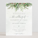 Budget Rustic Winter Greenery Wedding Invitation<br><div class="desc">Beautiful affordable wedding invitations featuring hand-painted botanical watercolor illustrations of winter greenery,  pine and spruce branches,  cones and holly berries. Perfect choice for winter or Christmas holiday themed weddings.</div>