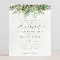 Budget Rustic Winter Greenery Wedding Invitation