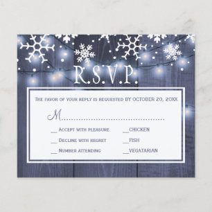 Budget rustic winter wedding rsvp card