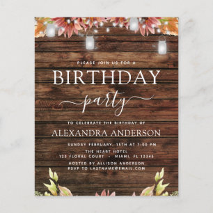 Budget Rustic Wood Autumn Sunflowers Birthday