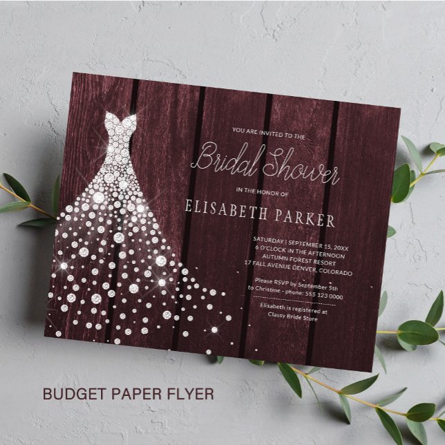 Budget rustic wood bridal shower invitation flyer (Creator Uploaded)