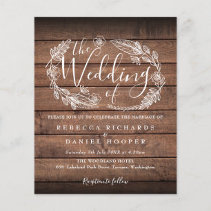 Budget Rustic Wood Foliage Wedding Invitation