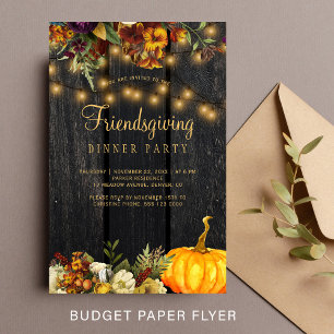 Budget rustic wood Friendsgiving dinner invitation Flyer