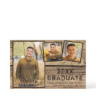 Budget Rustic Wood Graduation 4 Photo Announcement