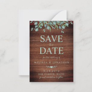 Budget Rustic Wood Greenery Save The Date Card