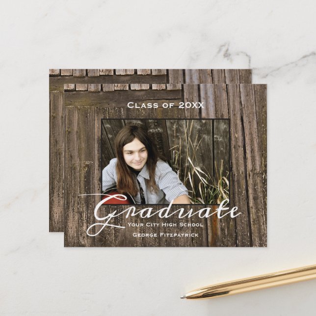 Budget Rustic Wood High School Graduation (Front/Back In Situ)