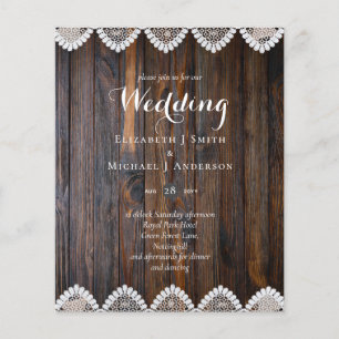 BUDGET Rustic Wood Lace Wedding Invitation