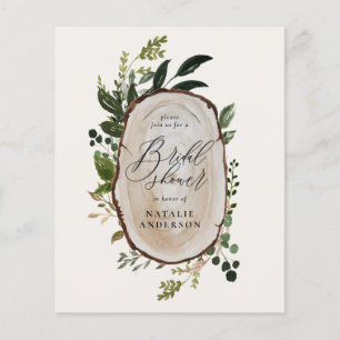 budget rustic wood slice bridal shower invitation flyer