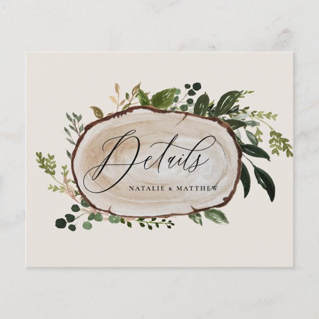 budget Rustic wood slice wedding details  Flyer (Front)