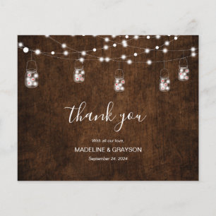 BUDGET Rustic Wood String Lights Hearts Thank You 