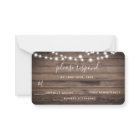 Budget Rustic Wood String Lights Wedding RSVP Card