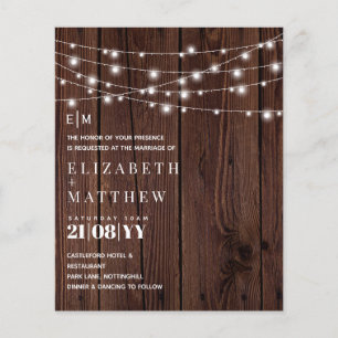 Budget Rustic Wood Strings Lights Wedding Invites