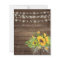 Budget Rustic Wood Sunflowers Lights Wedding Invit