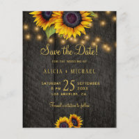 Budget rustic wood wedding save the date postcard