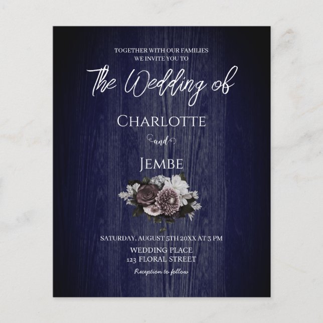 Budget Rustic Wooden Floral Wedding Invitation (Front)