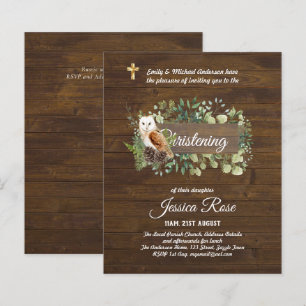 BUDGET Rustic Woodland Christening Invite Baptism