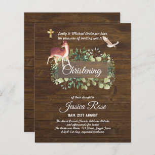 BUDGET Rustic Woodland Christening Invite Baptism 
